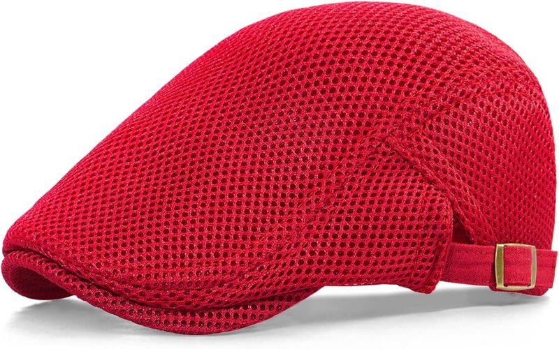 Xinveen Men's Mesh Cap Breathable Summer Newsboy Hat Adjustable Beret Ivy Cap Irish Cabbie Driving Hunting Hats - Image 1